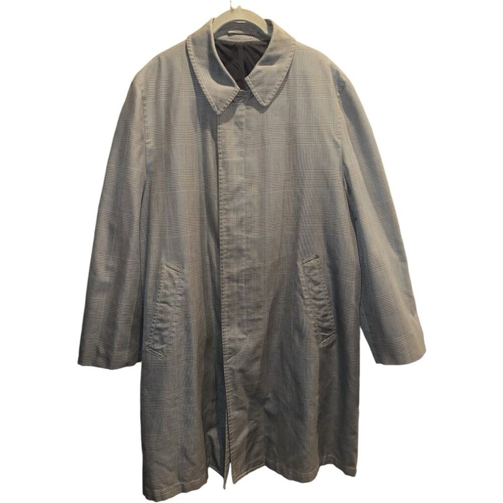 LONDON FOG Vintage Clipper Mill Plaid Men’s Trench Coat Size 42R (XL)